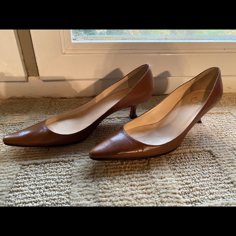 Christian Louboutin brown pumps w/ kitten heel